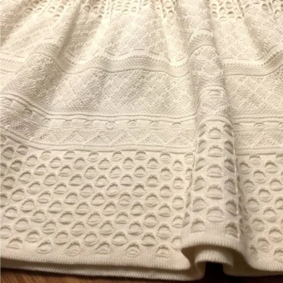 NWT BCBG Silk & Cotton Pointelle Peplum Mini Skirt, Cream White, Sz M - Picture 2 of 8